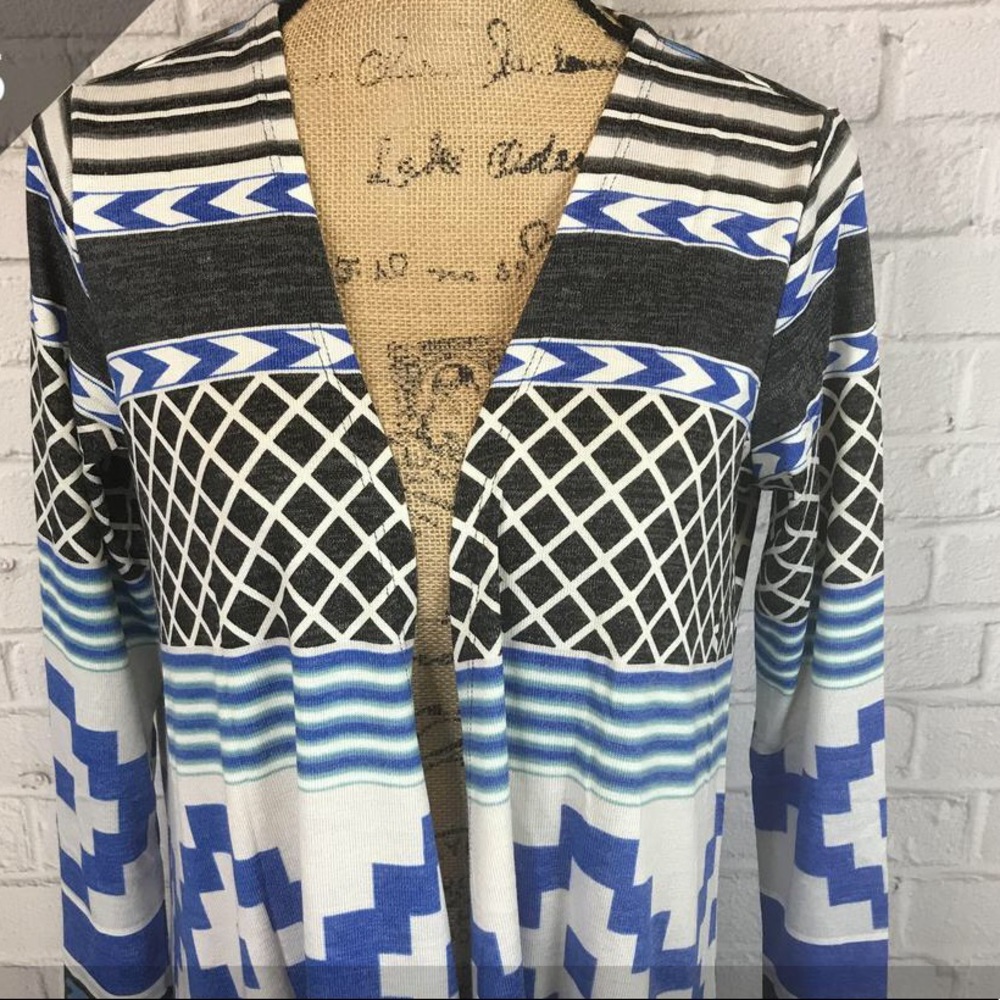 Blue, White & Gray Aztec Caroline Cardigan LuLaRoe